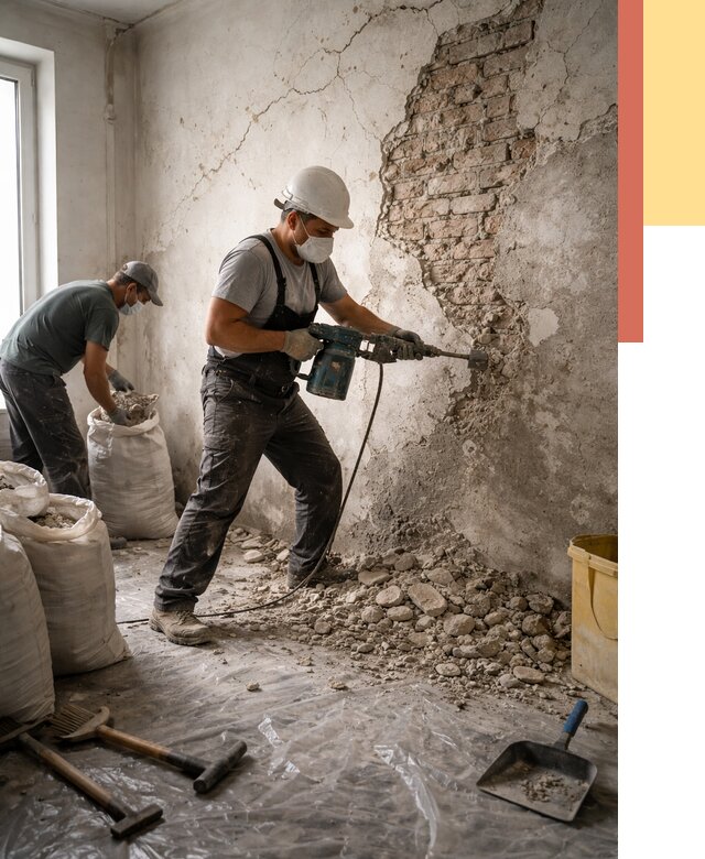 Демонтаж штукатурки со стен в Твери от 7826 руб/м² — быстро и недорого | ОТДЕЛОЧНИК-Твр