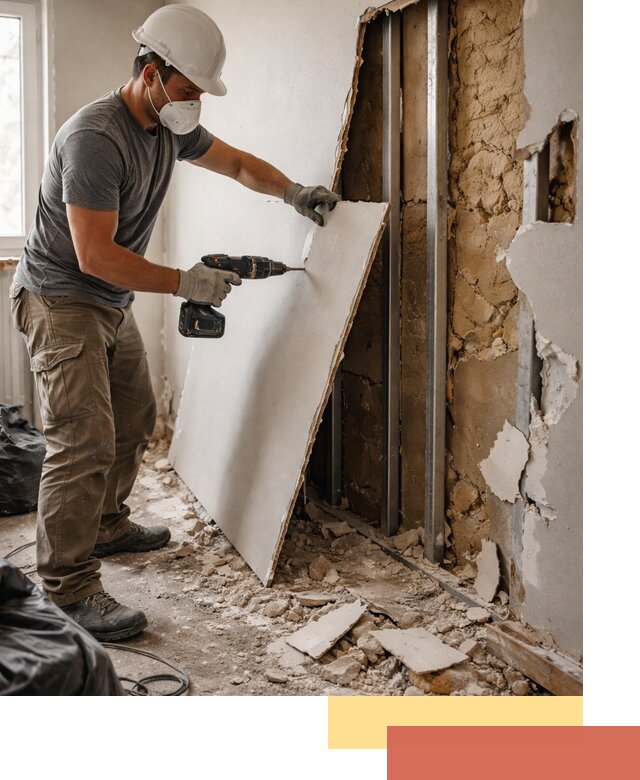 Демонтаж гипсокартона со стен в Твери качественно и быстро