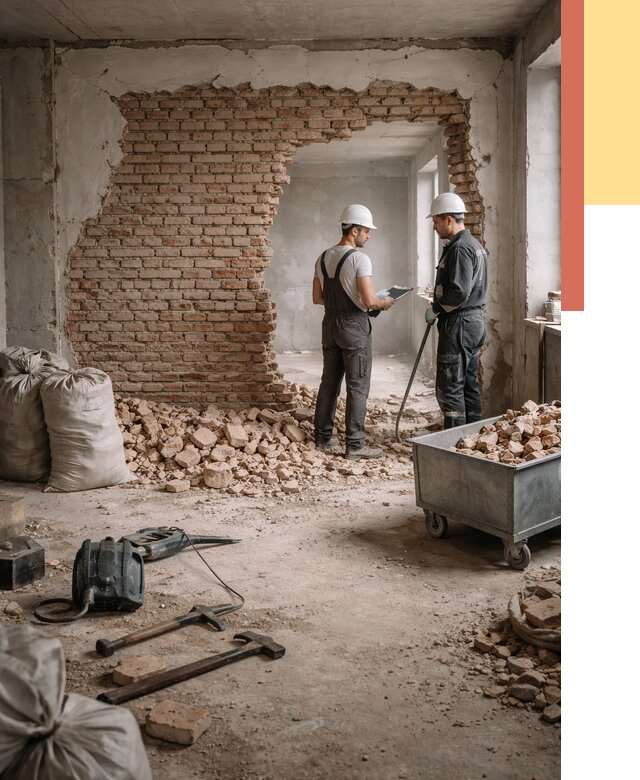 Демонтаж кирпичных стен в Твери от 4565 руб. — быстро, недорого, под ключ | ОТДЕЛОЧНИК-Твр