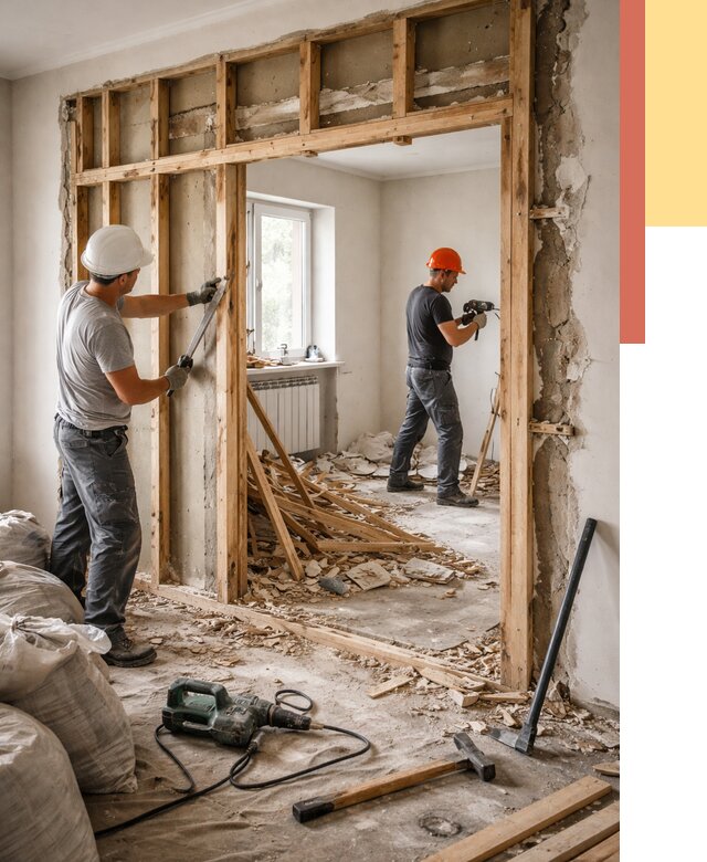 Демонтаж деревянных перегородок в Твери от 3478 руб. — быстро и недорого | ОТДЕЛОЧНИК-Твр