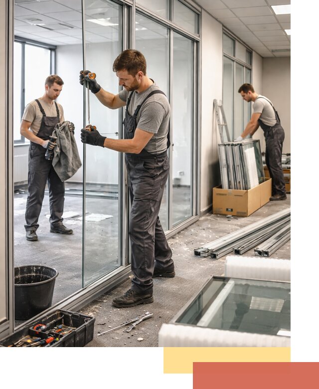 Демонтаж стеклянных перегородок в Твери быстро и безопасно