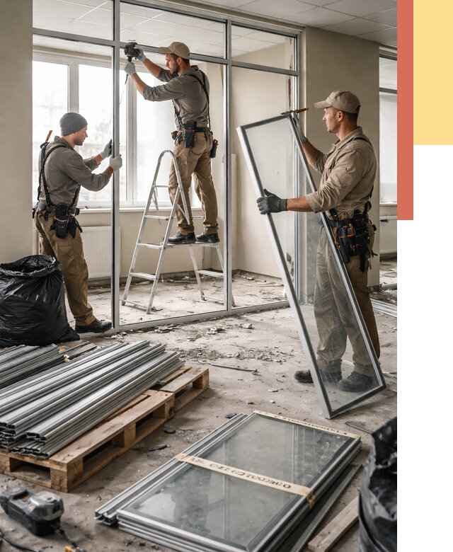 Демонтаж алюминиевых перегородок в Твери от 4565 руб. — быстро и недорого | ОТДЕЛОЧНИК-Твр