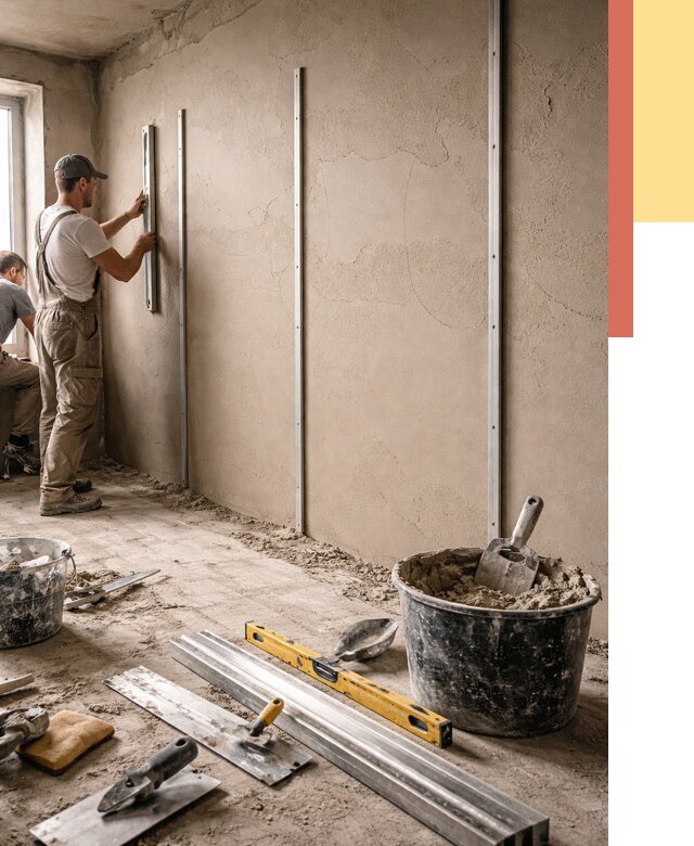 Штукатурка стен по маякам в Твери от 5979 руб./м² — выравнивание под ключ | ОТДЕЛОЧНИК-Твр