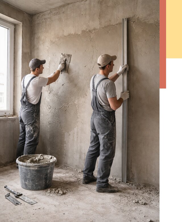 Штукатурка бетонных стен в Твери от 4892 руб/м² — качественно и быстро | ОТДЕЛОЧНИК-Твр