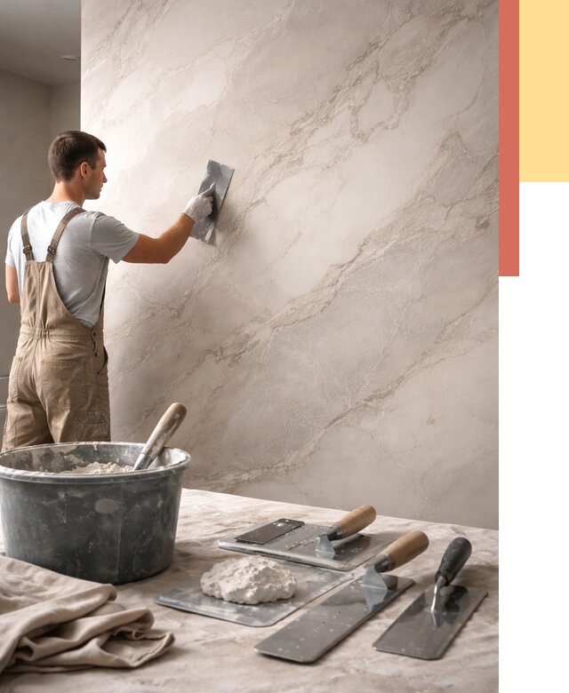 Декоративная штукатурка под мрамор в Твери от 3044 руб./м² — быстро и недорого | ОТДЕЛОЧНИК-Твр