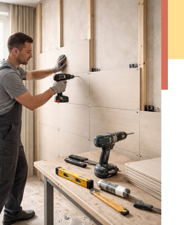 Монтаж МДФ панелей на стены в Твери от 1359 руб. под ключ | ОТДЕЛОЧНИК-Твр