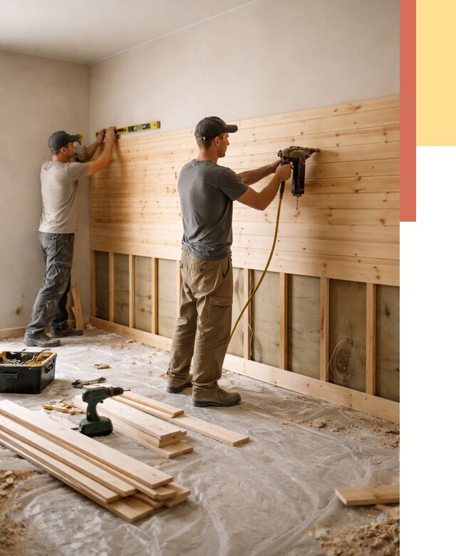 Монтаж деревянной вагонки на стены в Твери от 8153 руб. | Услуги монтажа вагонки | ОТДЕЛОЧНИК-Твр