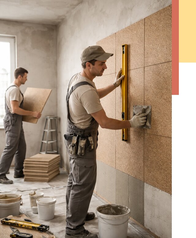 Монтаж пробковых панелей на стены в Твери от 3805 руб. — ОТДЕЛОЧНИК-Твр