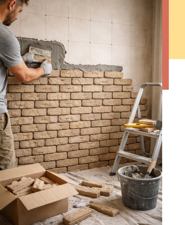 Монтаж декоративного кирпича в Твери от 3478 руб./м² — быстро и недорого | ОТДЕЛОЧНИК-Твр