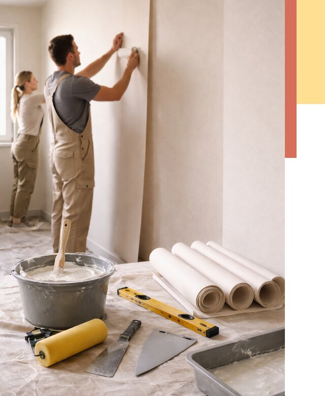 Поклейка бумажных обоев в Твери от 5979 руб./м2 — быстро и недорого | ОТДЕЛОЧНИК-Твр