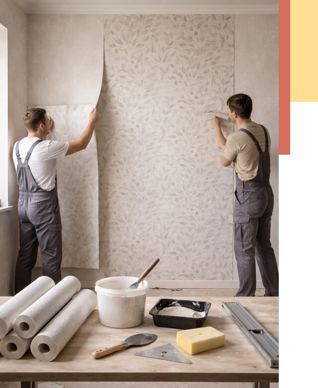 Поклейка обоев с подбором рисунка в Твери от 3805 руб. | ОТДЕЛОЧНИК-Твр - быстро и недорого