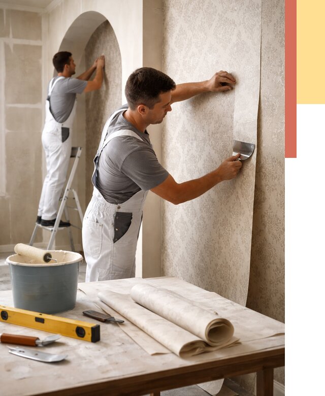 Поклейка обоев на сложные стены в Твери от 3044 руб. под ключ | ОТДЕЛОЧНИК-Твр