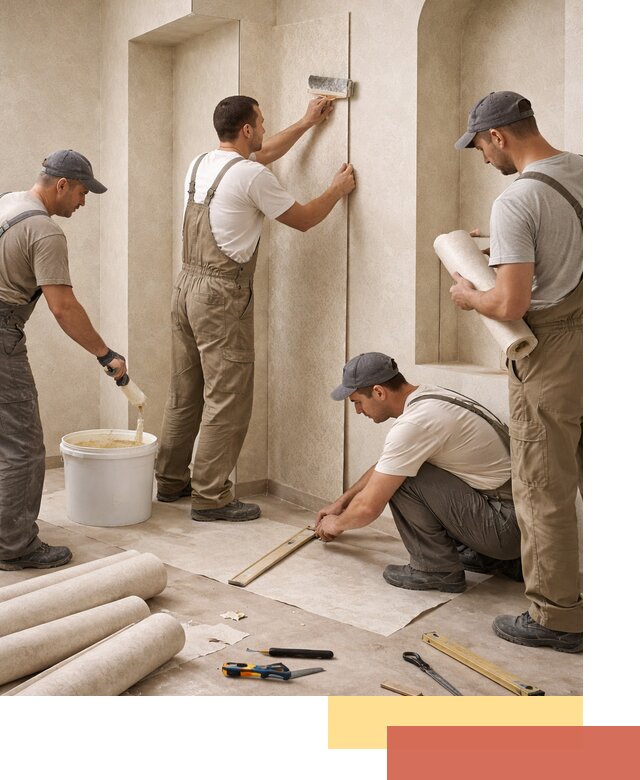 Поклейка обоев на сложные стены и неровные поверхности в Твери