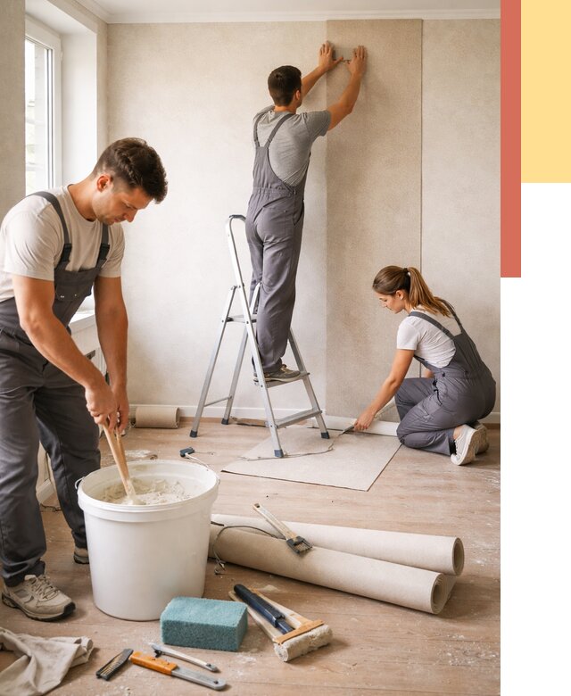 Оклейка стен обоями в Твери от 3805 руб/м2 — быстро и недорого | ОТДЕЛОЧНИК-Твр