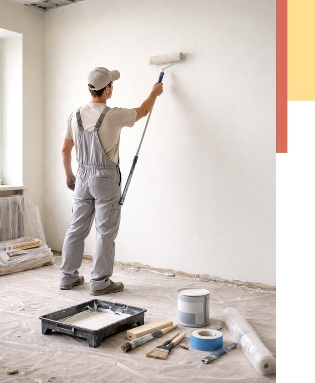 Покраска стен водоэмульсионной краской в Твери от 489 руб. за м² | ОТДЕЛОЧНИК-Твр