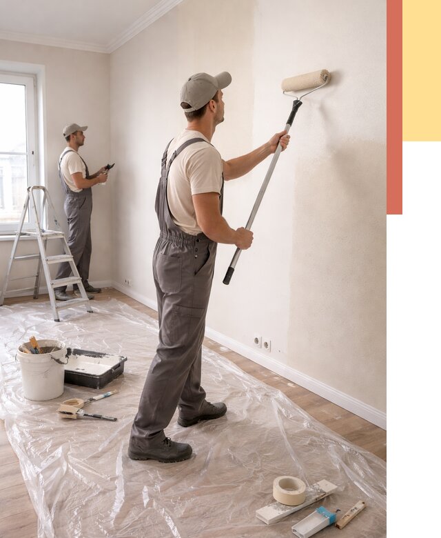 Покраска стен акриловой краской в Твери от 3805 руб./м² — быстро и недорого | ОТДЕЛОЧНИК-Твр