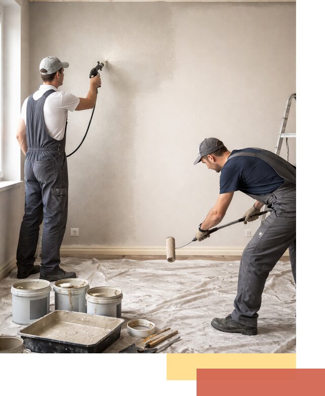 Покраска стен моющейся краской и защита поверхностей в Твери