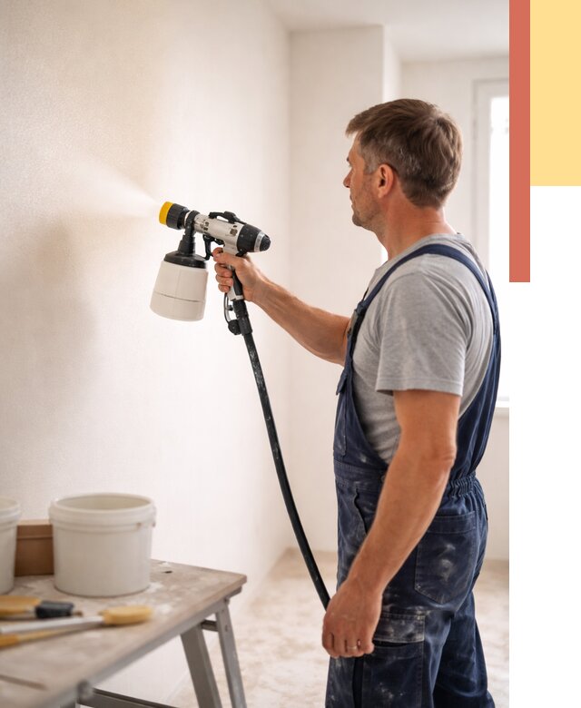 Покраска стен краскопультом в Твери от 8153 руб. — механизированная покраска | ОТДЕЛОЧНИК-Твр