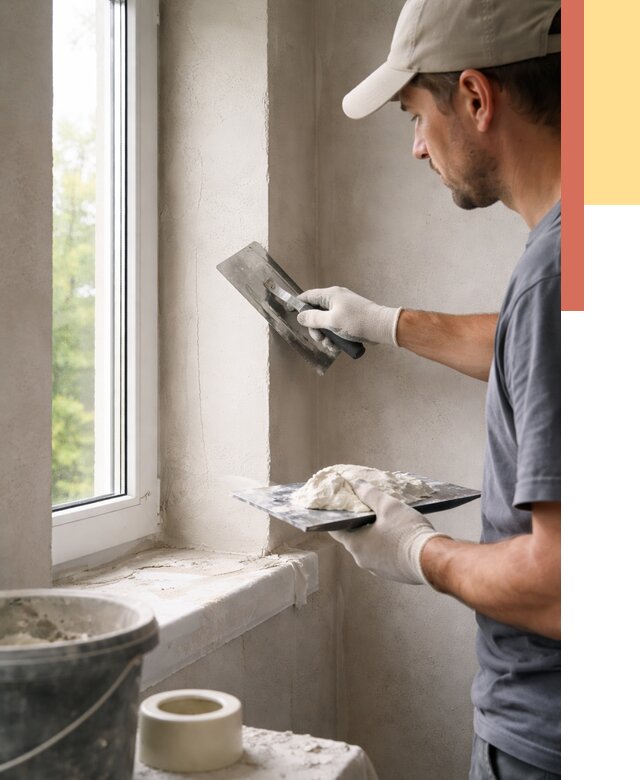 Штукатурка откосов в Твери от 4892 руб/м² — услуги и выравнивание под ключ | ОТДЕЛОЧНИК-Твр