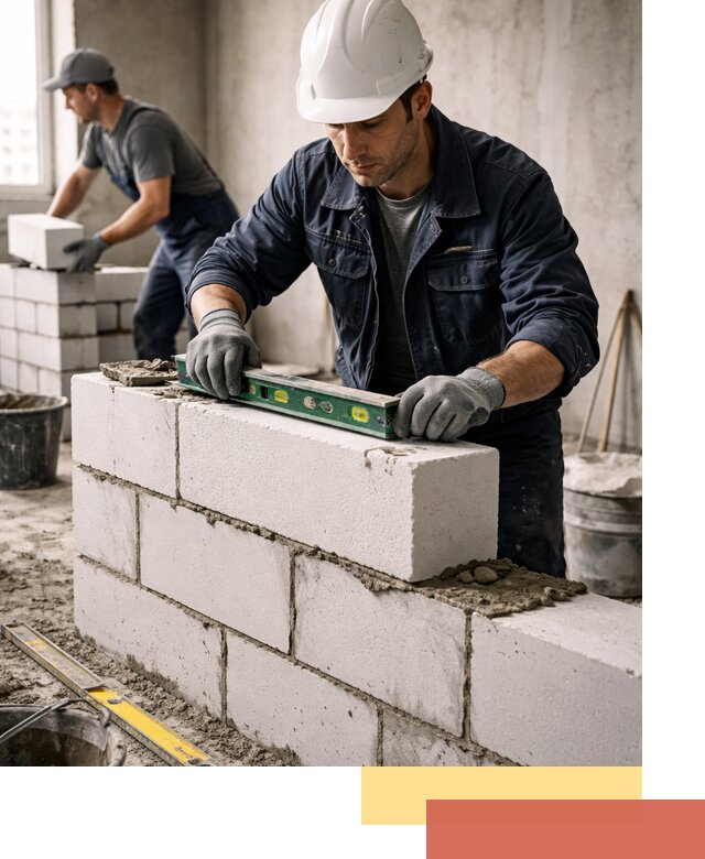 Кладка перегородок из пеноблока под ключ в Твери