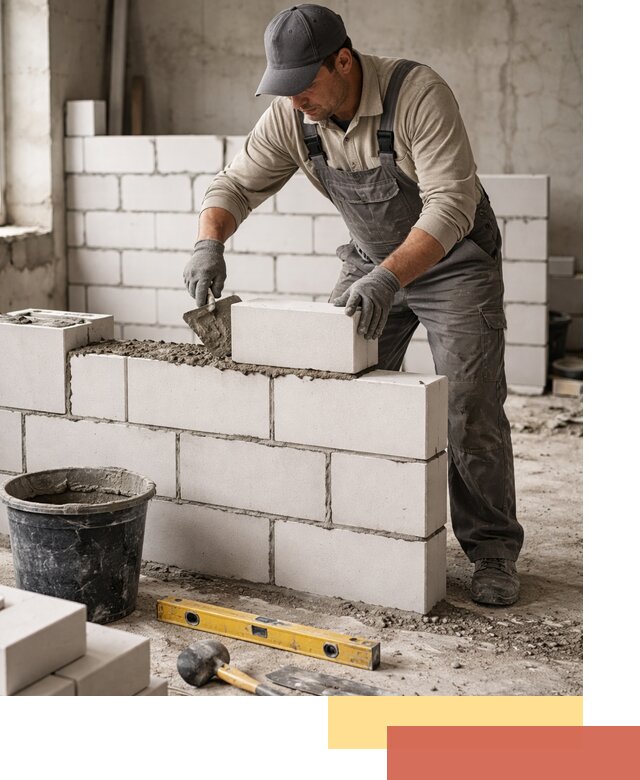 Кладка перегородок из силикатного блока в Твери