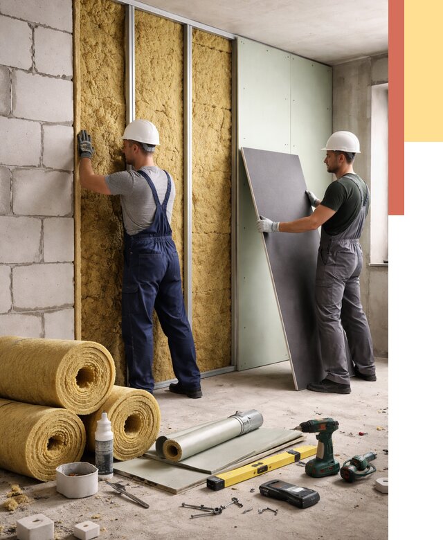 Шумоизоляция перегородок из блоков в Твери от 2011 руб./м² — быстро и недорого | ОТДЕЛОЧНИК-Твр