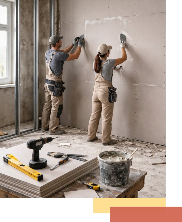 Монтаж двухслойной перегородки из гипсокартона в Твери