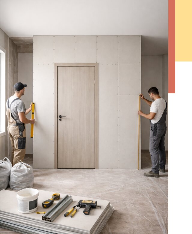 Перегородка из гипсокартона с дверью в Твери от 4892 руб. под ключ | ОТДЕЛОЧНИК-Твр