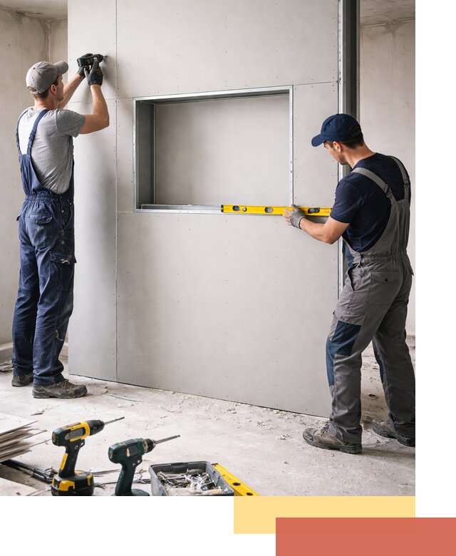 Перегородка из гипсокартона с нишей под декор в Твери