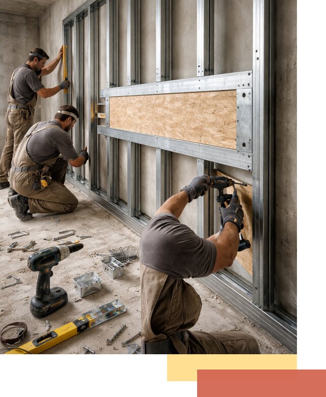 Усиленная перегородка для крепления тяжёлых конструкций в Твери