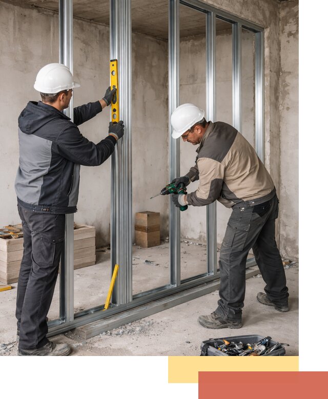 Монтаж каркаса перегородки из профиля в Твери