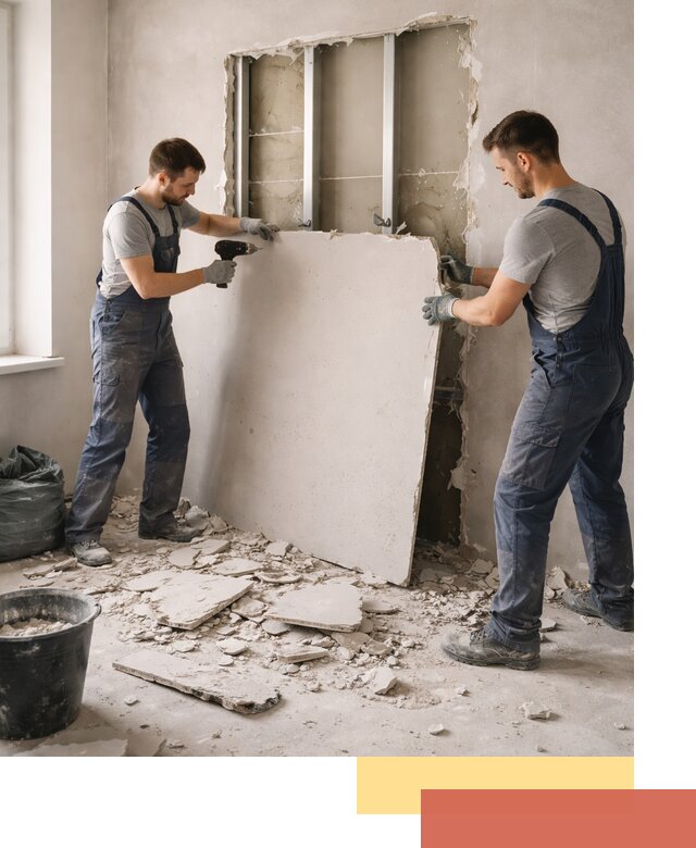 Демонтаж перегородки из гипсокартона в Твери быстрый и аккуратный