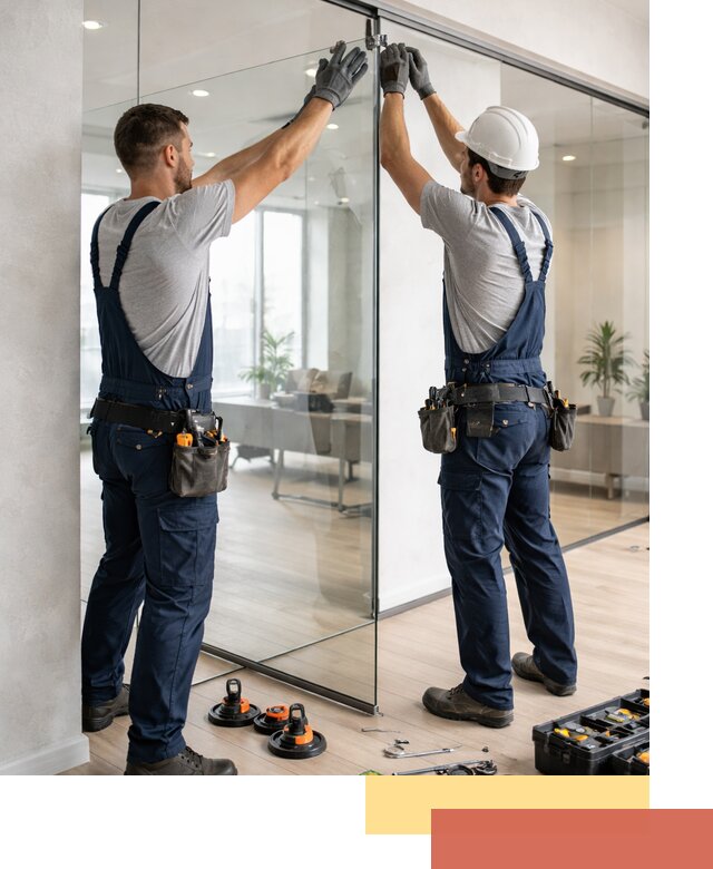 Безрамные стеклянные перегородки под ключ в Твери