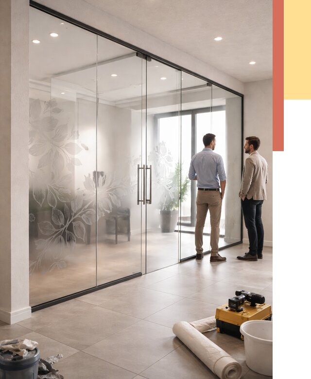 Стеклянные перегородки с рисунком в Твери от 13588 руб. монтаж и нанесение | ОТДЕЛОЧНИК-Твр