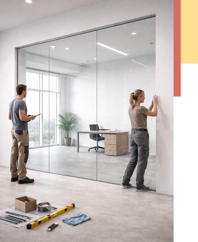 Перегородки из закаленного стекла в Твери от 10327 руб. под ключ | ОТДЕЛОЧНИК-Твр