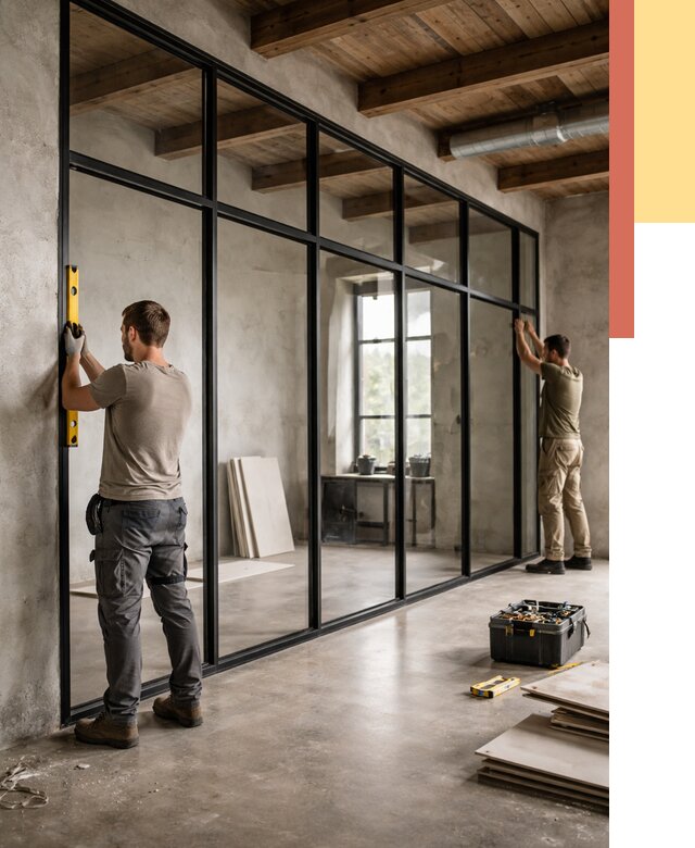 Стеклянные перегородки лофт в Твери от 11414 руб. под ключ | ОТДЕЛОЧНИК-Твр