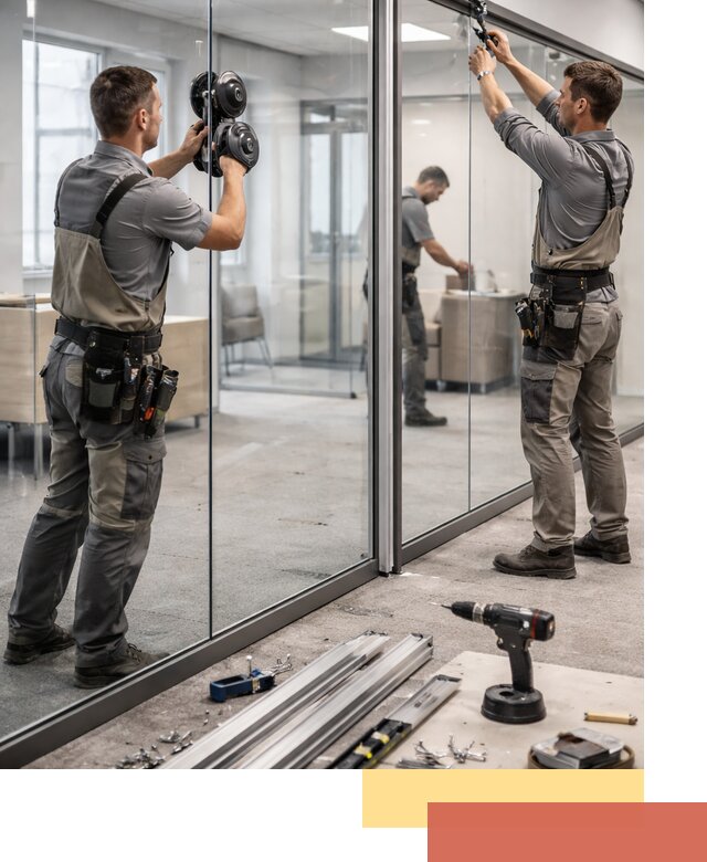 Стеклянные офисные перегородки под ключ в Твери