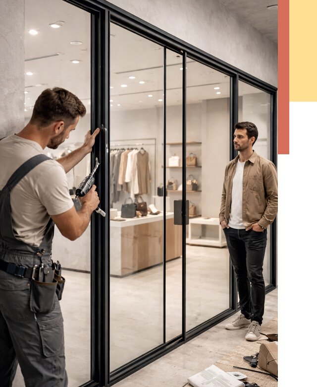 Стеклянные перегородки для магазинов в Твери от 8913 руб. под ключ | ОТДЕЛОЧНИК-Твр