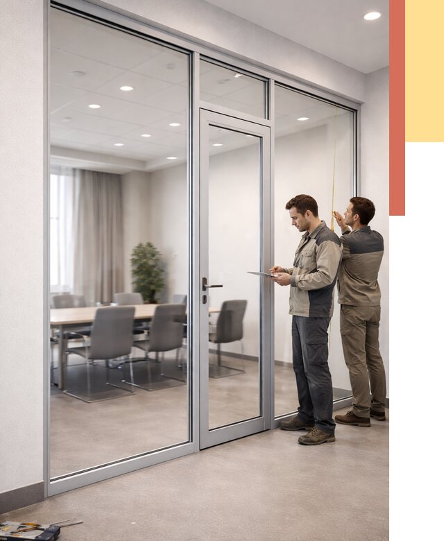 Установка и монтаж алюминиевых перегородок со стеклом в Твери от 8913 руб. | ОТДЕЛОЧНИК-Твр