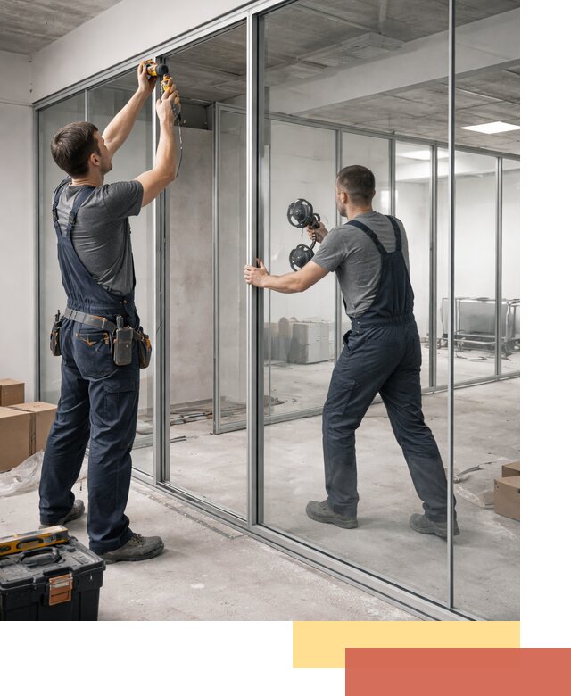 Алюминиевые перегородки со стеклом в Твери — изготовление и монтаж