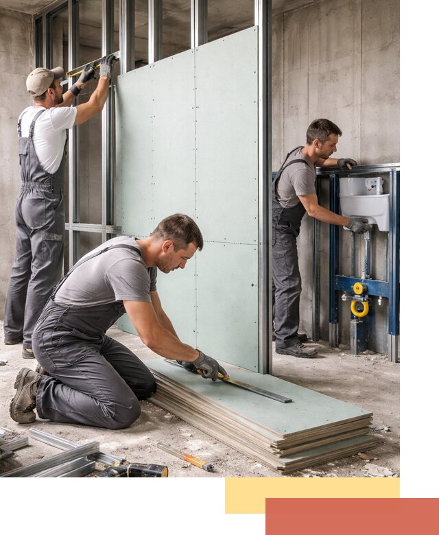 Монтаж и ремонт сантехнических перегородок в Твери