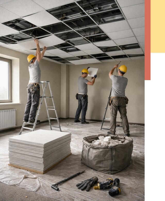 Демонтаж потолка Армстронг в Твери от 4892 руб. быстро и недорого | ОТДЕЛОЧНИК-Твр