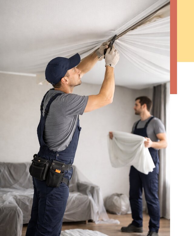 Демонтаж натяжного потолка в Твери от 4892 руб. — снятие и разбор под ключ | ОТДЕЛОЧНИК-Твр