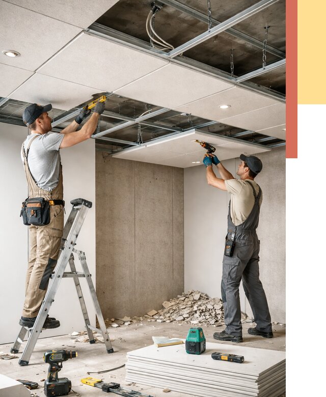 Монтаж акустического потолка в Твери от 7066 руб/м2 — быстро и недорого | ОТДЕЛОЧНИК-Твр