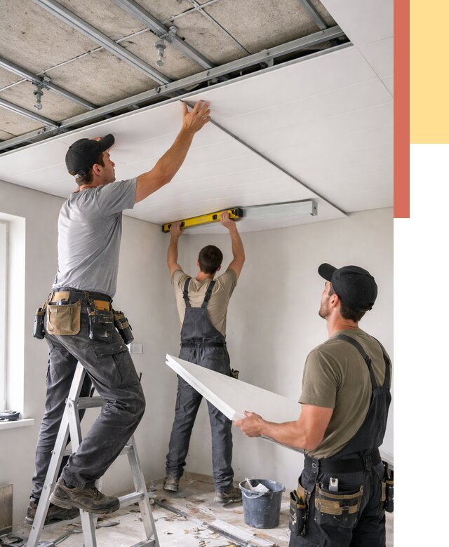 Монтаж потолка из ПВХ панелей в Твери от 3805 руб./м2 — быстро и недорого | ОТДЕЛОЧНИК-Твр