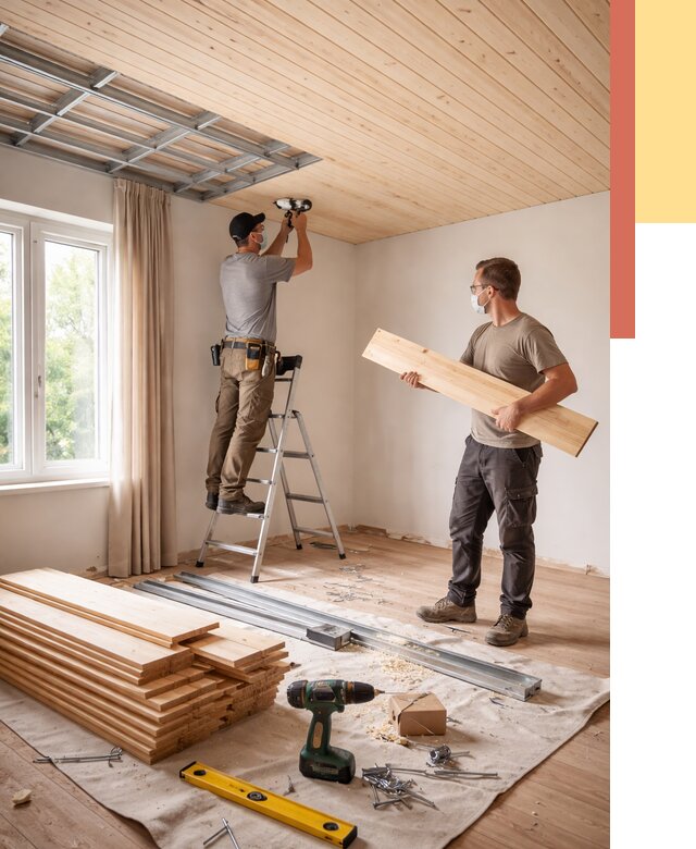 Монтаж потолка из вагонки в Твери от 7066 руб. | Быстро и недорого — ОТДЕЛОЧНИК-Твр