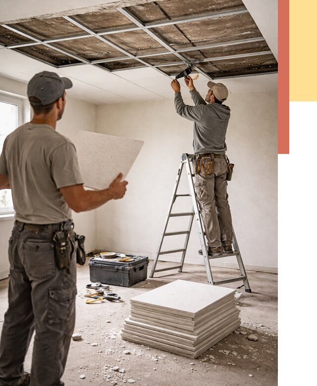 Замена плит подвесного потолка в Твери от 1902 руб. быстро и недорого | ОТДЕЛОЧНИК-Твр