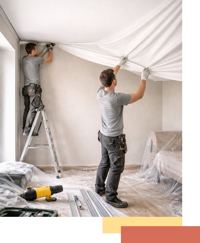 Монтаж тканевого натяжного потолка в Твери недорого и быстро