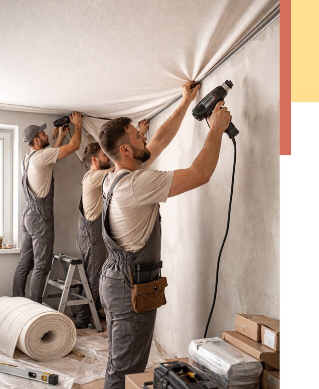 Монтаж фактурного натяжного потолка в Твери от 815 руб. — ОТДЕЛОЧНИК-Твр