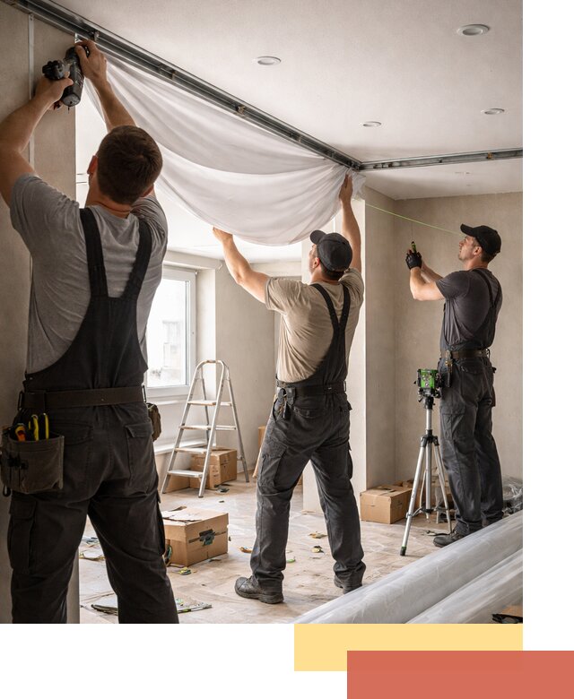 Монтаж парящего натяжного потолка под ключ в Твери